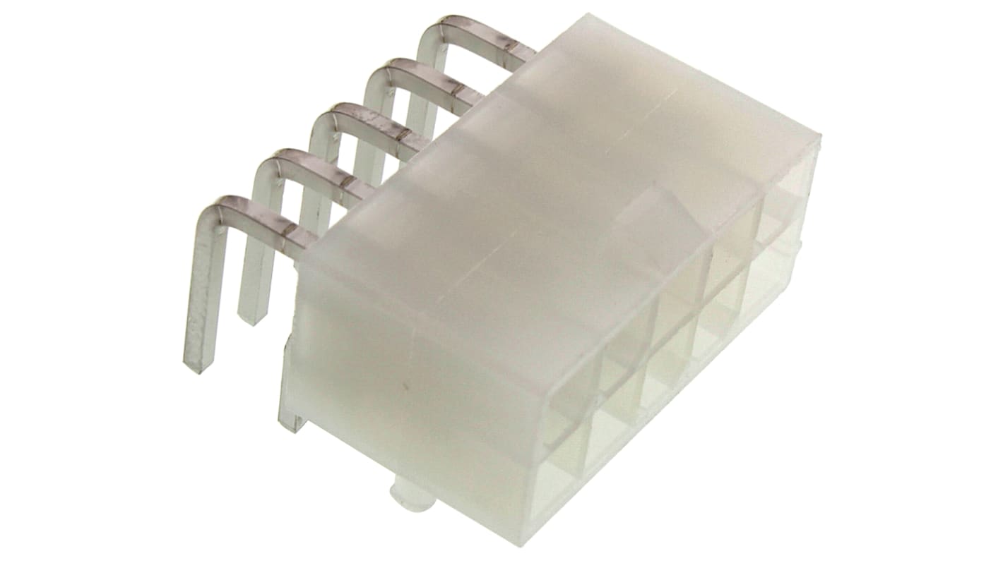 Molex Mini-Fit Jr. Series Right Angle Through Hole PCB Header, 10 Contact(s), 4.2mm Pitch, 2 Row(s), Shrouded