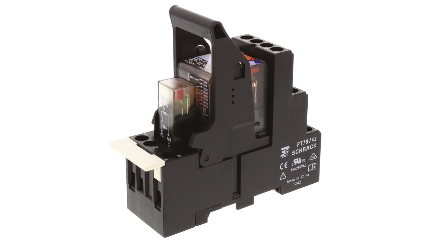 TE Connectivity DIN Rail Power Relay, 24V dc Coil, 6A Switching Current, 4PDT