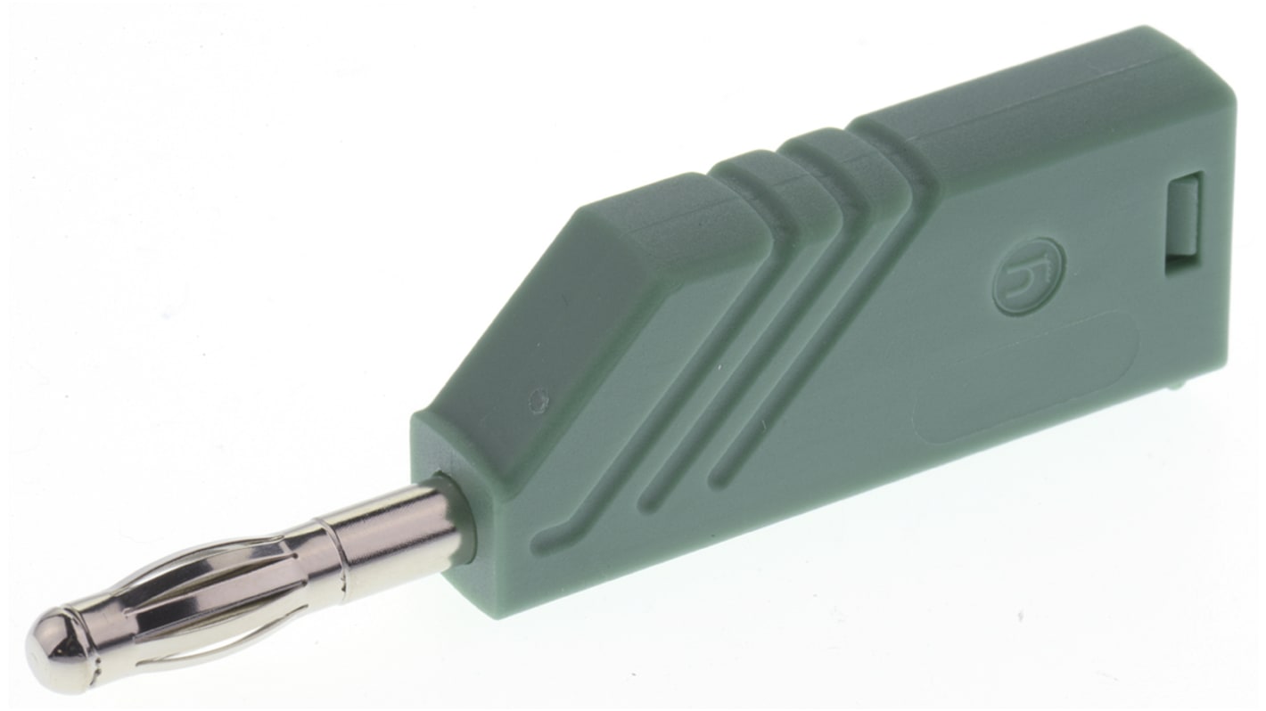 Conector banana Macho, 24A, 60V dc, Contacto Níquel, Verde