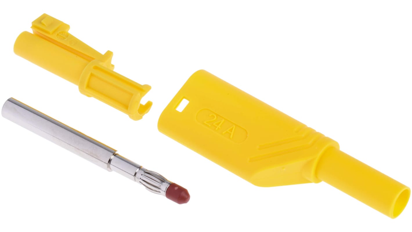 Hirschmann Test & Measurement Yellow Male Banana Plug, 4 mm Connector, Screw Termination, Nickel Plating