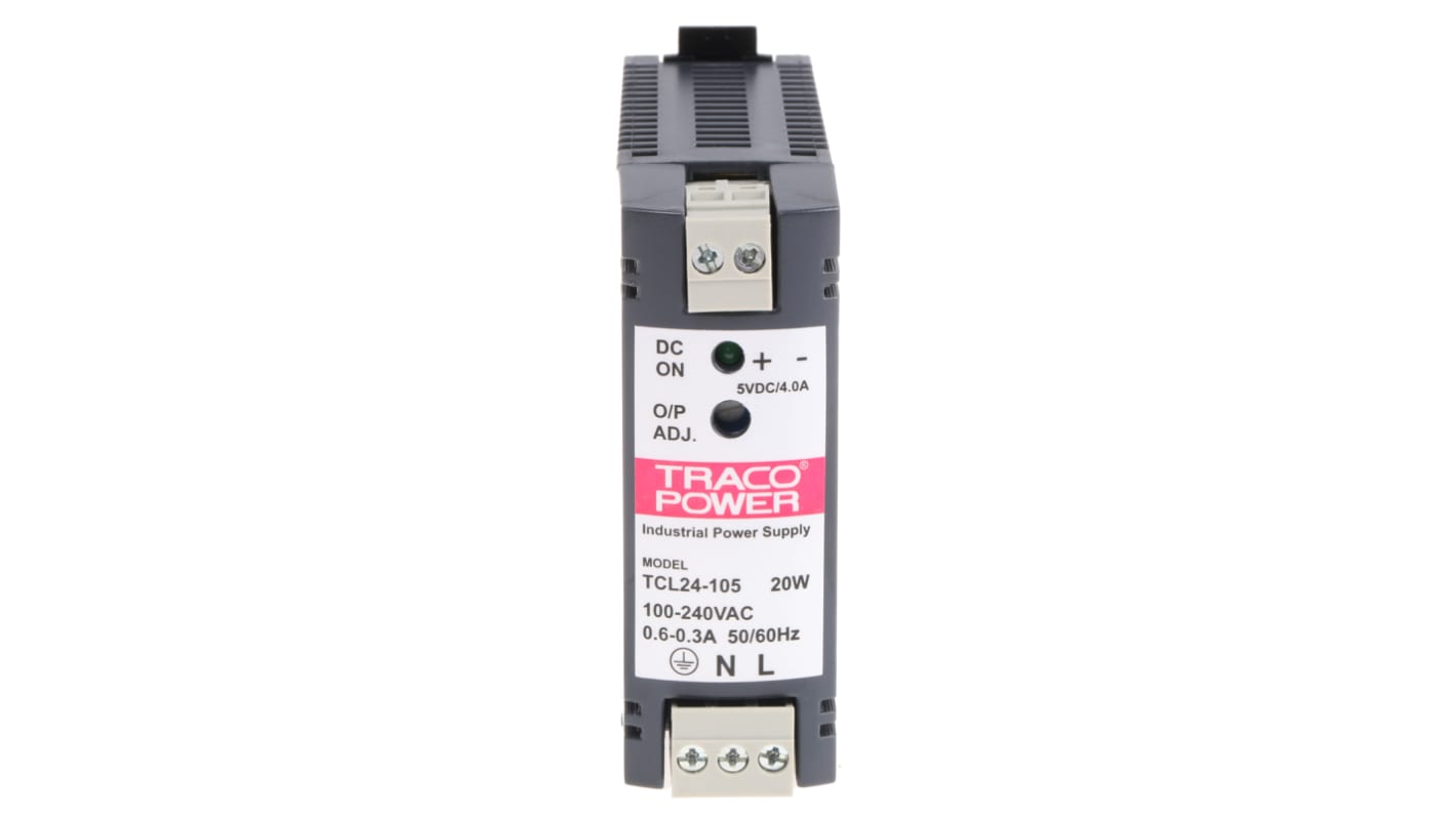 TCL 024105 TRACOPOWER TCL Switch Mode DIN Rail Power Supply, 85 →