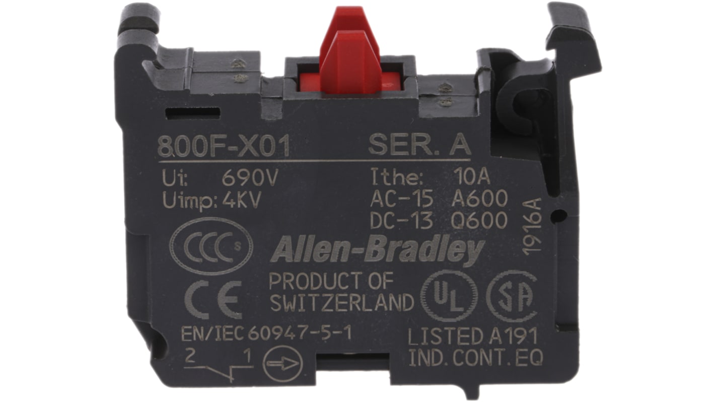 Bloque de contactos Allen Bradley 800F-NX-X01, 1 NC