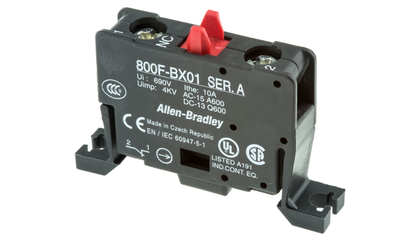 Allen Bradley 800F Kontaktblock, , 1 Öffner, 600V, Schraubanschluss