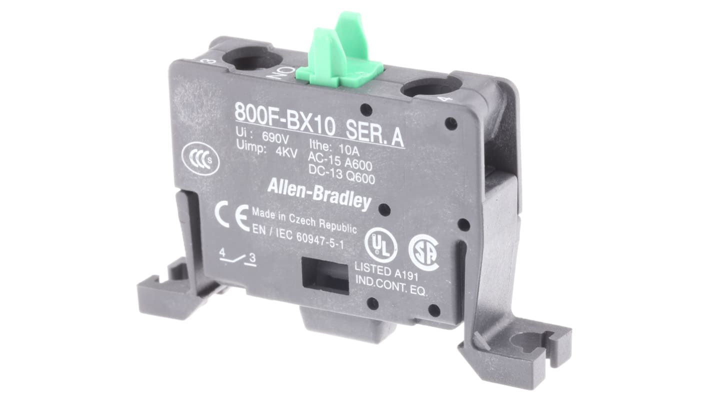 Allen Bradley 800F Contact Block - 1NO 600 V