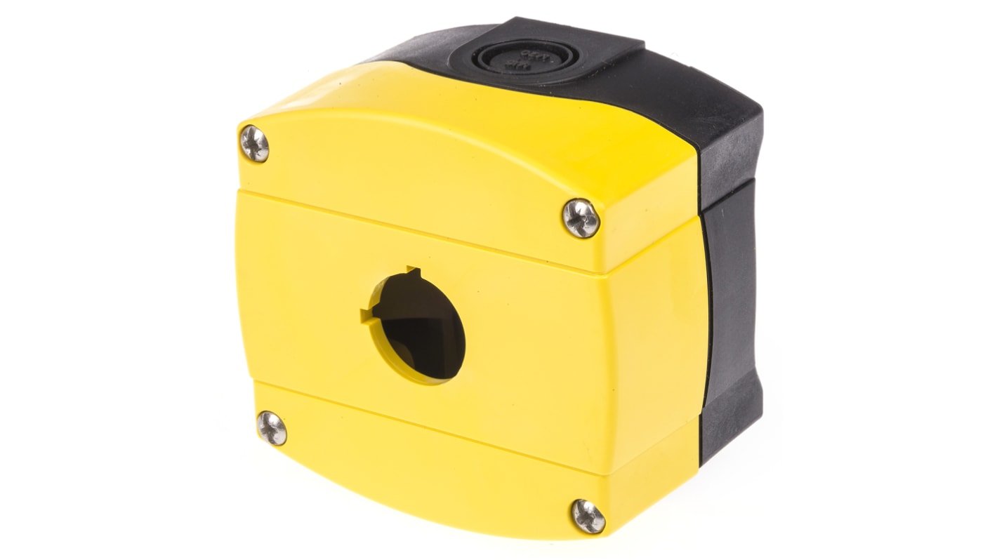 Boîtier de bouton-poussoir Allen Bradley 800F, 1 découpe, en Plastique Jaune, Ø 22mm