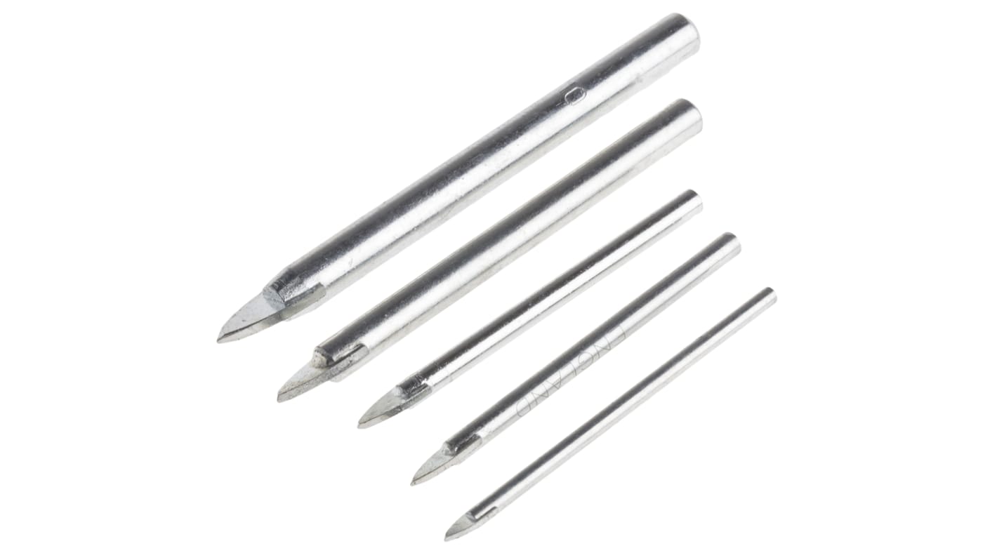 RS PRO 5Piece Glass Drill Bit Set, 8mm Max, 4mm Min, Carbide Tipped
