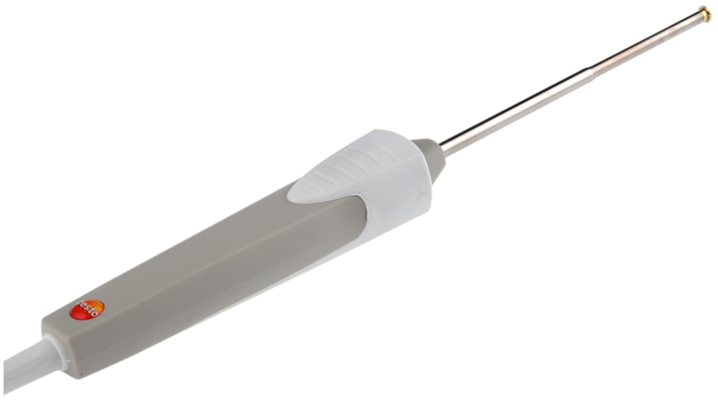 Sonda de temperatura de Superficie tipo T Testo, calibrado SYS, hasta +350 °C ±0,2 °C, Ø 5mm x 50mm, cable de 1.2m