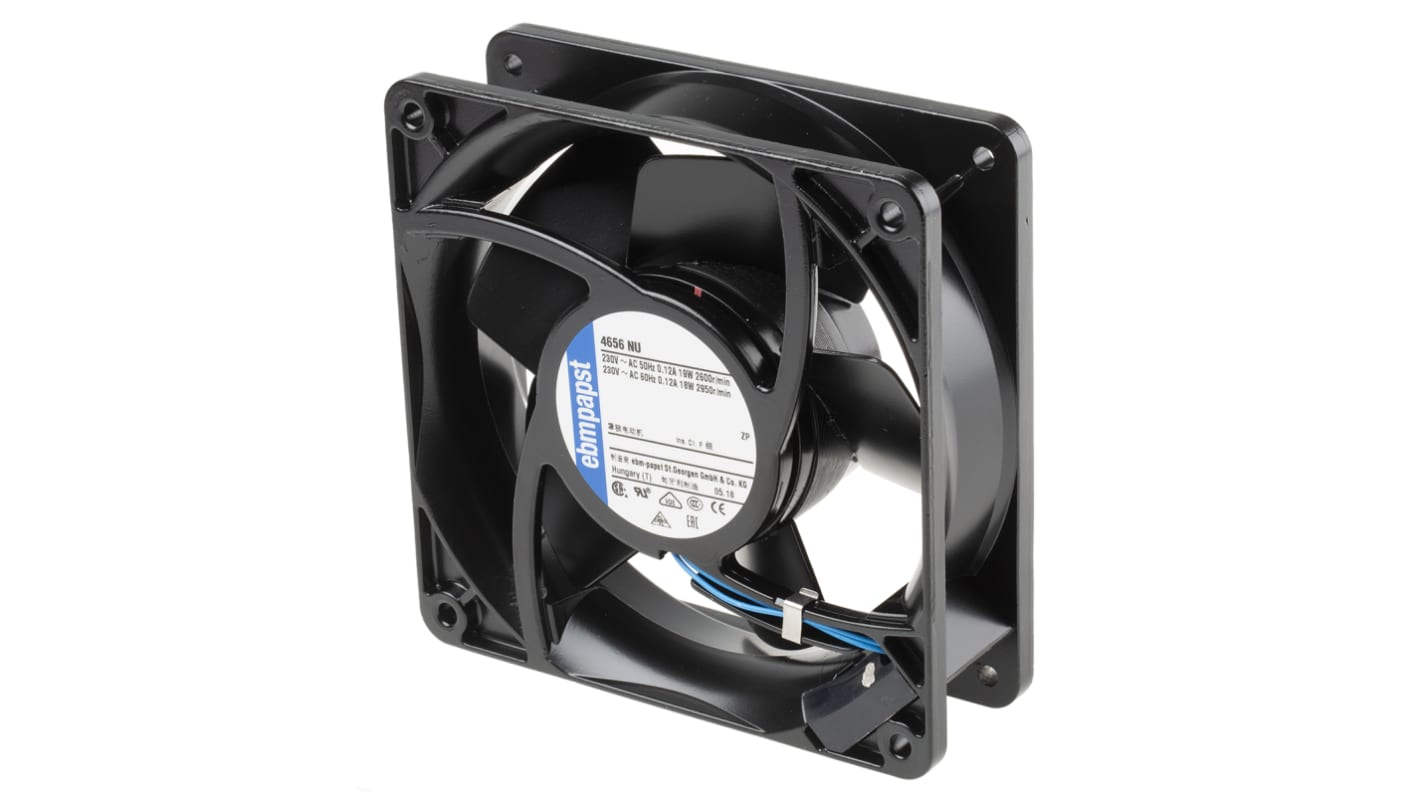 Ventilador Axial ebm-papst 4000 N de 119 x 119 x 38mm, 230 V ac, 19W, 2650rpm, caudal 160m³/h, 47dB, IP54