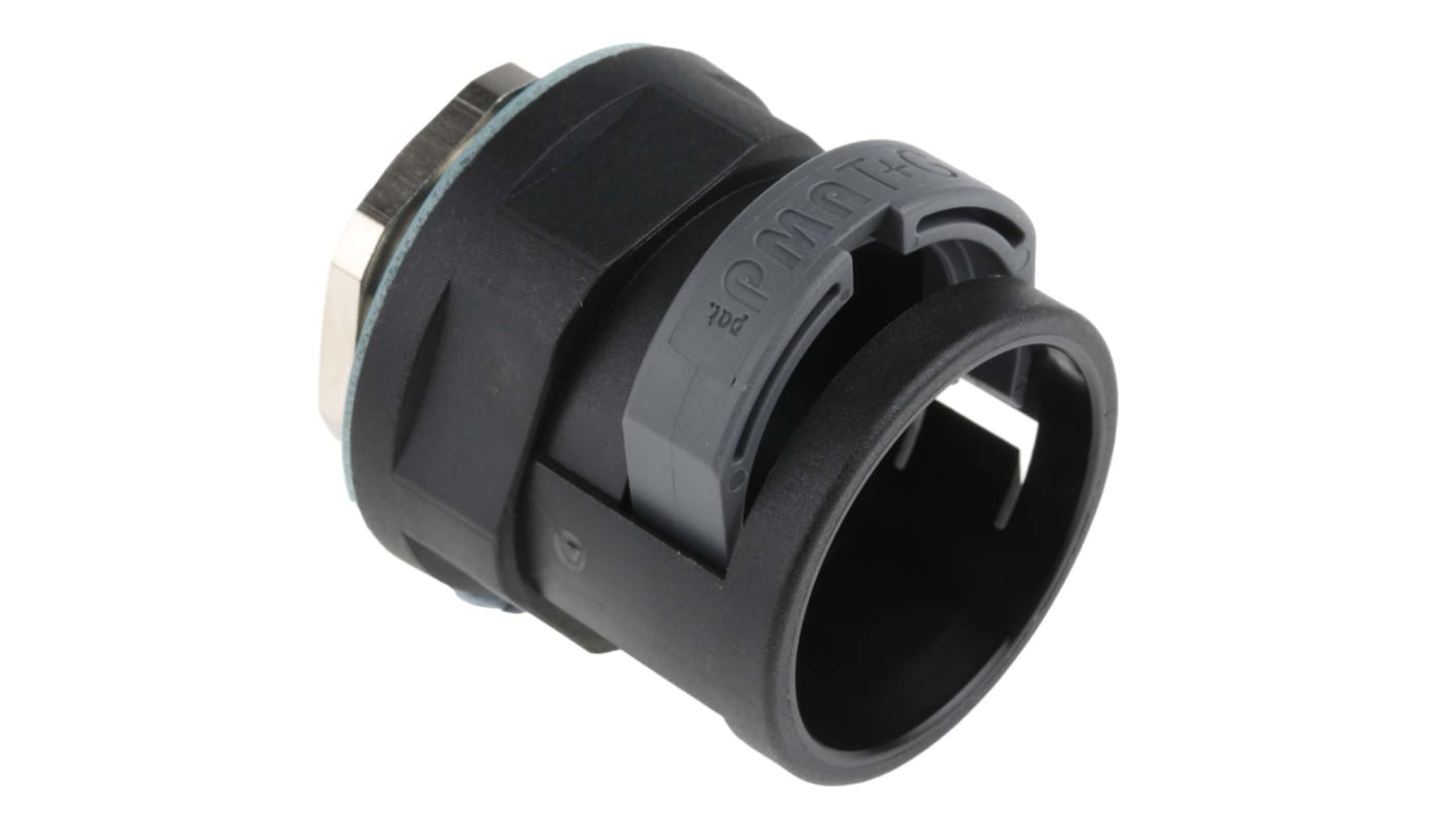 PMA Straight, Conduit Fitting, 29mm Nominal Size, M32, PA with metal thread, Black