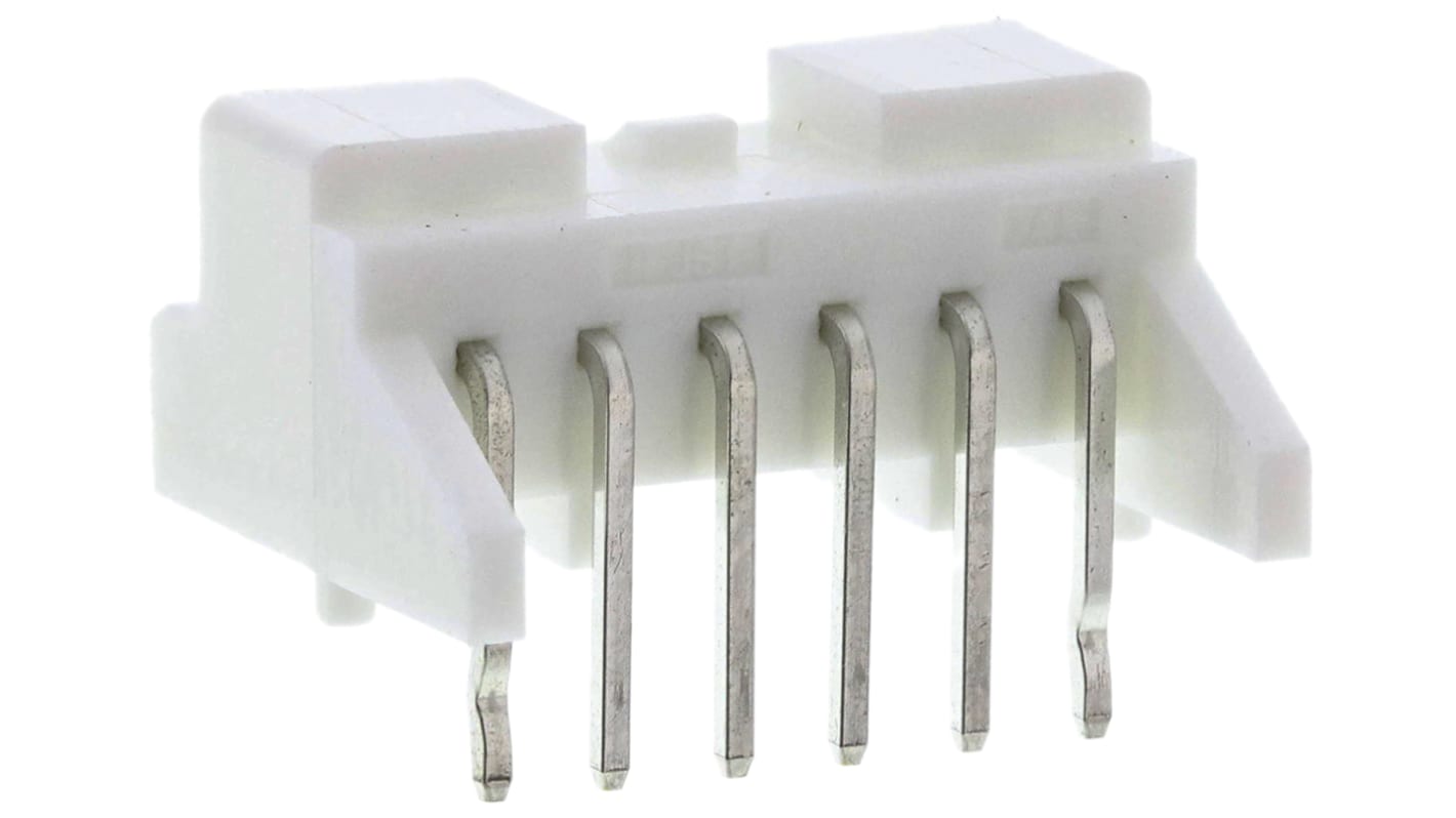 Conector macho para PCB Ángulo de 90° JST serie PA de 6 vías, 1 fila, paso 2.0mm, para soldar, Montaje en orificio