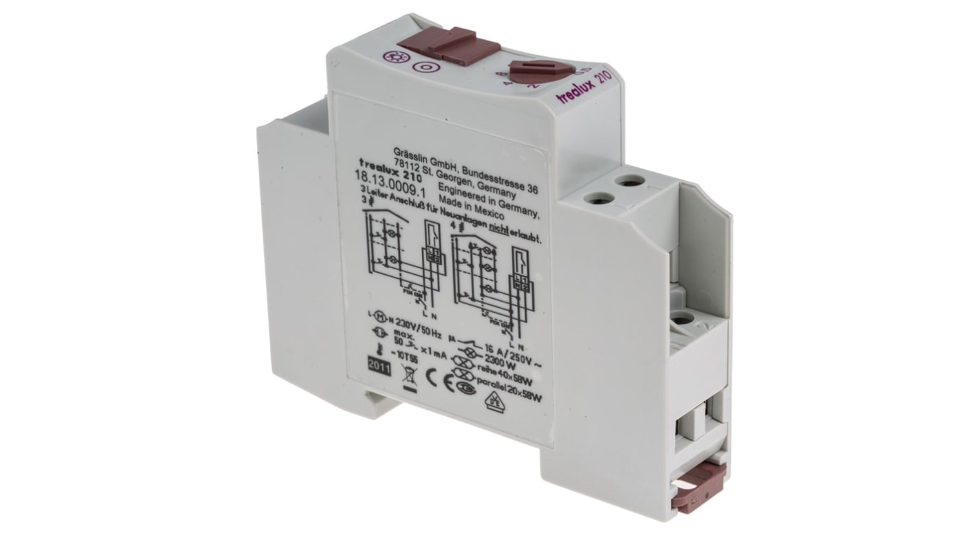 Grässlin Timerlichtschalter, Treppenlicht-Zeitschalter 0.5 → 20min, 220 → 240 V ac