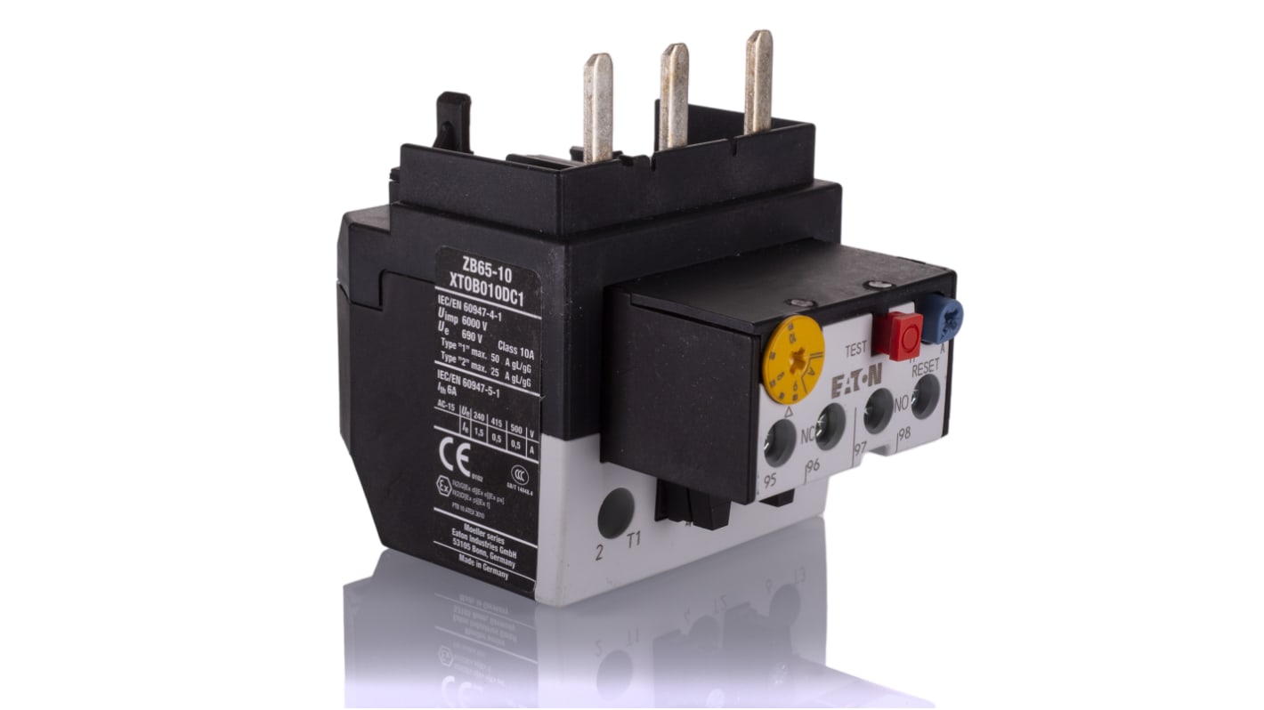 Eaton Overload Relay 1NO + 1NC, 6 → 10 A F.L.C, 10 A Contact Rating, 7.5 W, 500 Vac