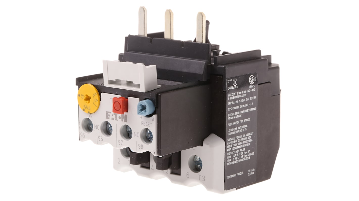 Eaton Overload Relay 1NO + 1NC, 40 → 57 A F.L.C, 57 A Contact Rating, 7.5 W, 500 Vac