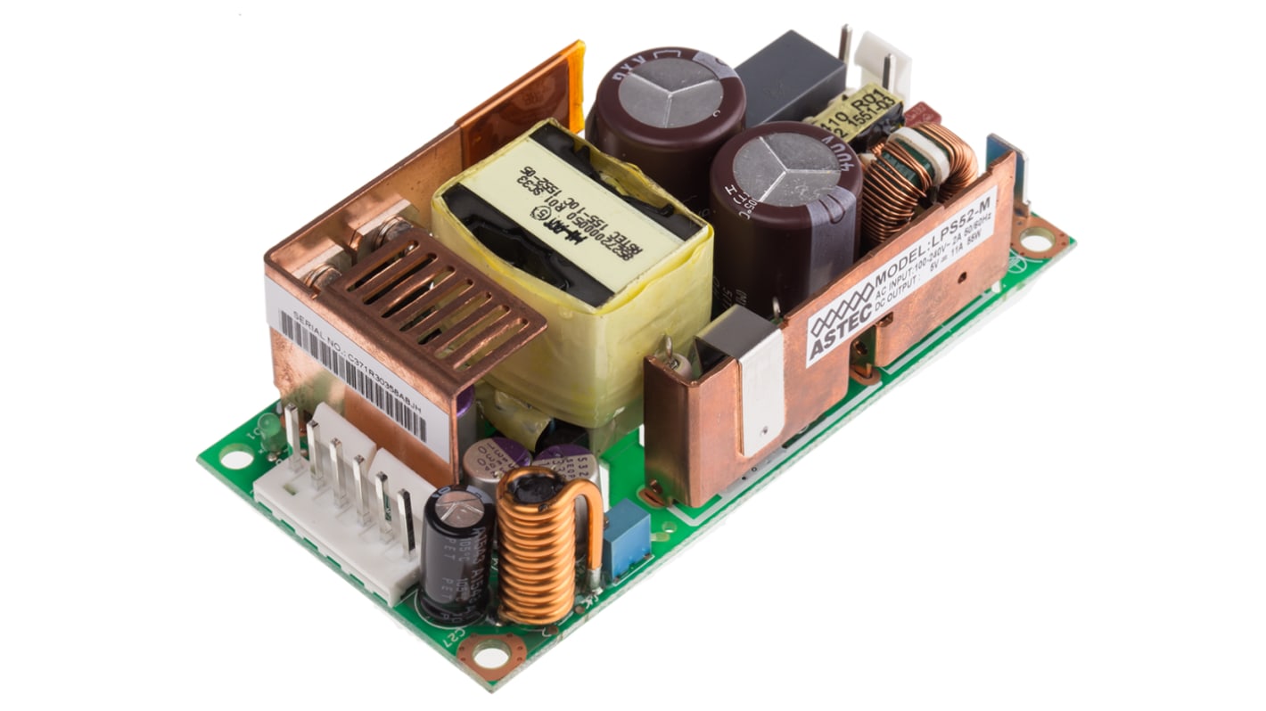 Artesyn Embedded Technologies Embedded Switch Mode Power Supply SMPS, LPS52-M, 5V dc, 12A, 55W, 1 Output, 127 →