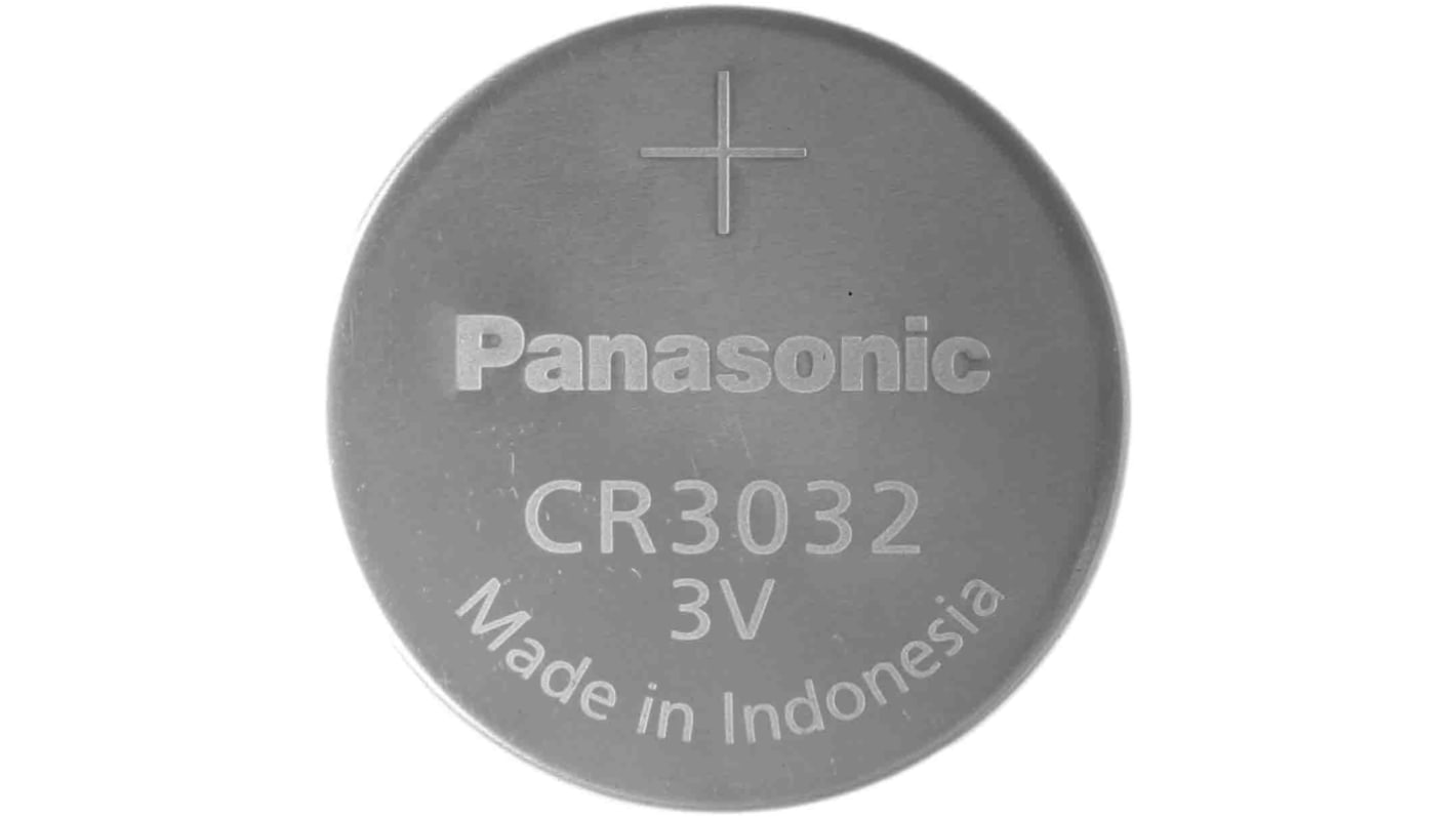 Batteria a bottone Panasonic CR3032, Litio diossido di manganese, 3V, 500mAh, terminale Standard