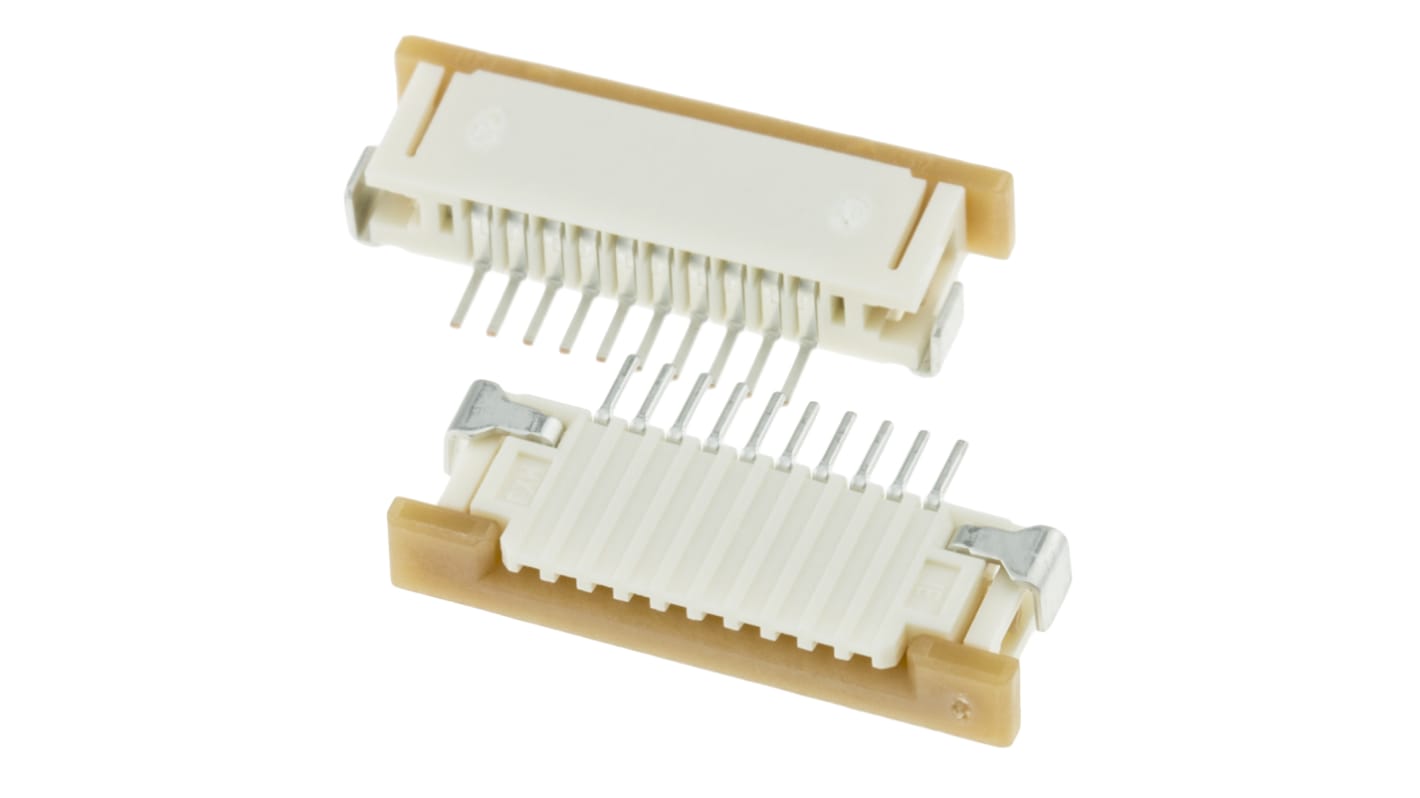 Conector FPC hembra Ángulo de 90° Molex serie Easy-On de 10 vías, paso 1mm, 1 fila, para soldar