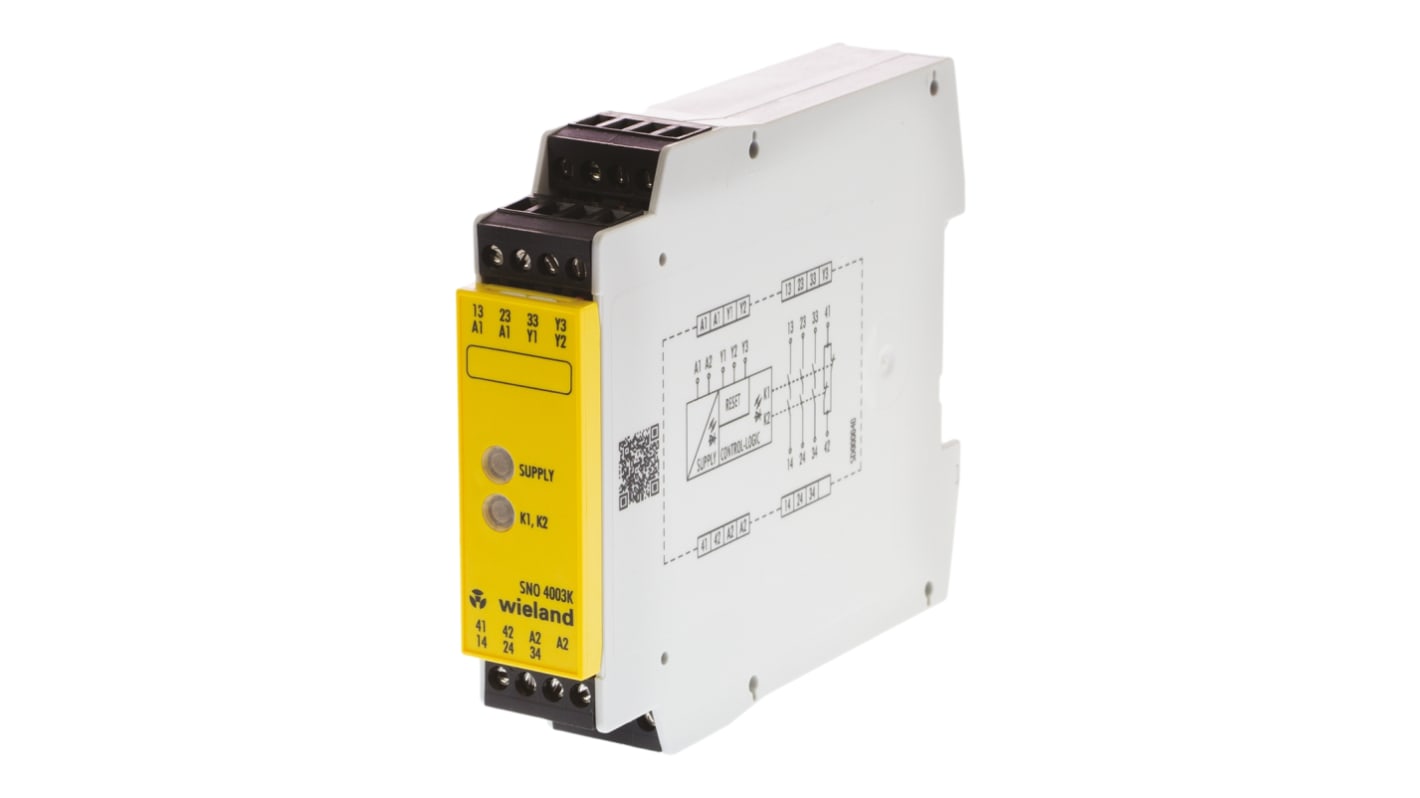 Wieland Dual-Channel Safety Switch/Interlock Safety Relay, 24V ac/dc, 3 Safety Contacts