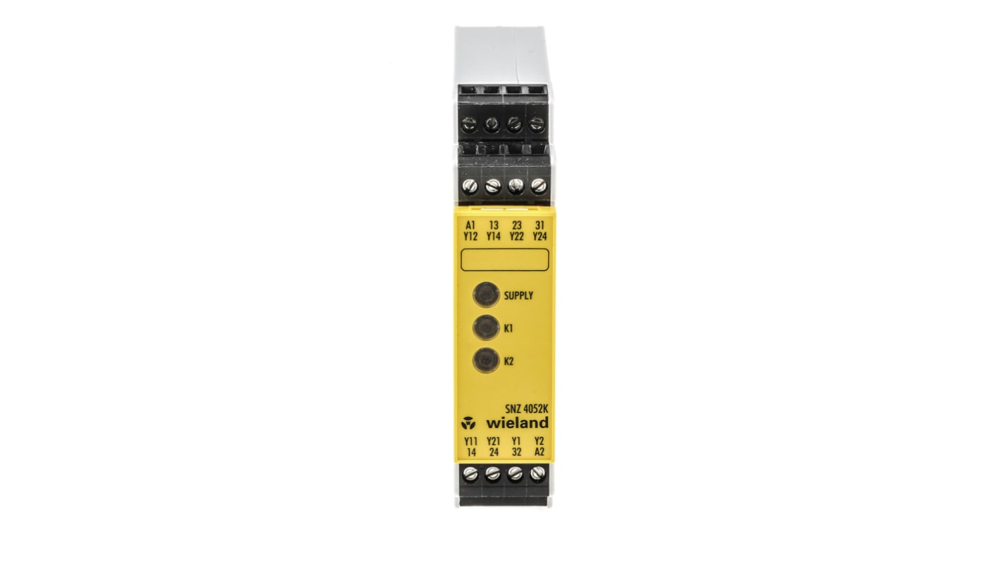 Relé de seguridad Wieland safeRELAY SNZ 4052 de 2 canales, para Control con dos manos, 24V ac/dc, cat. seg. ISO 13849-1