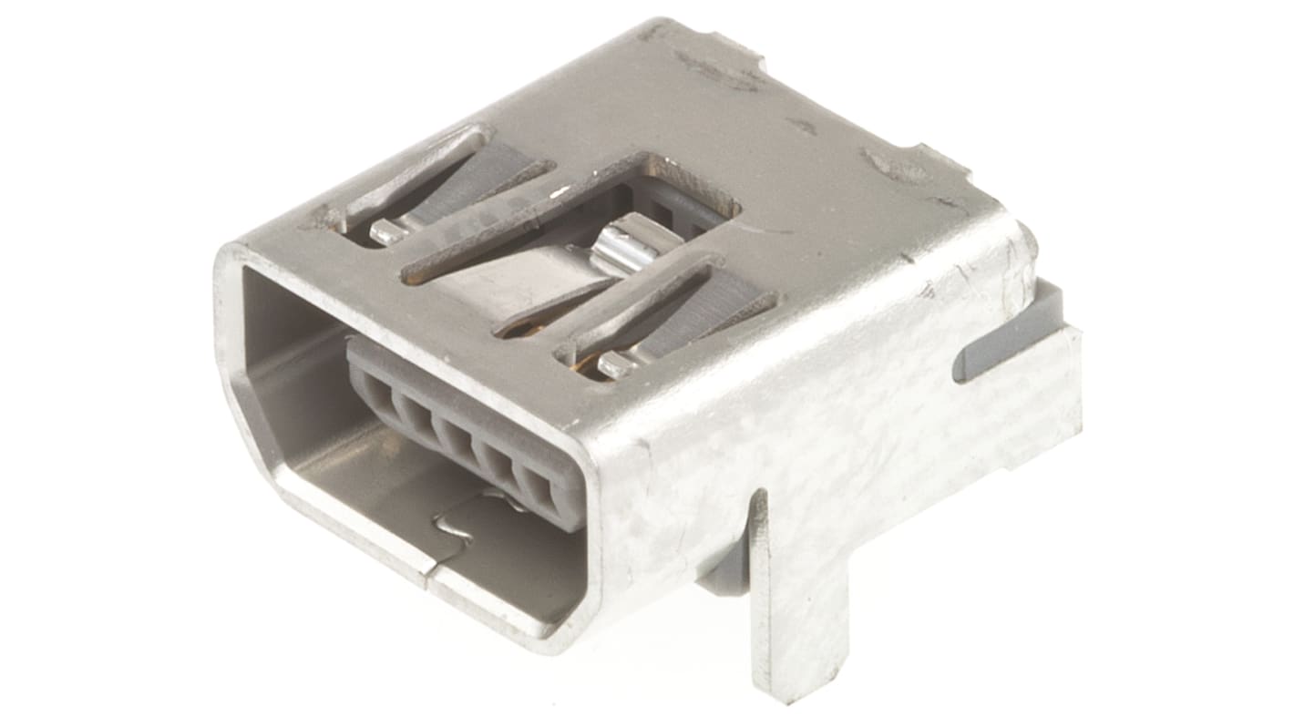 Conector USB Molex 56579-0519, Hembra, Ángulo de 90° , Montaje en orificio pasante, Versión 2.0, 30,0 V., 1.0A,