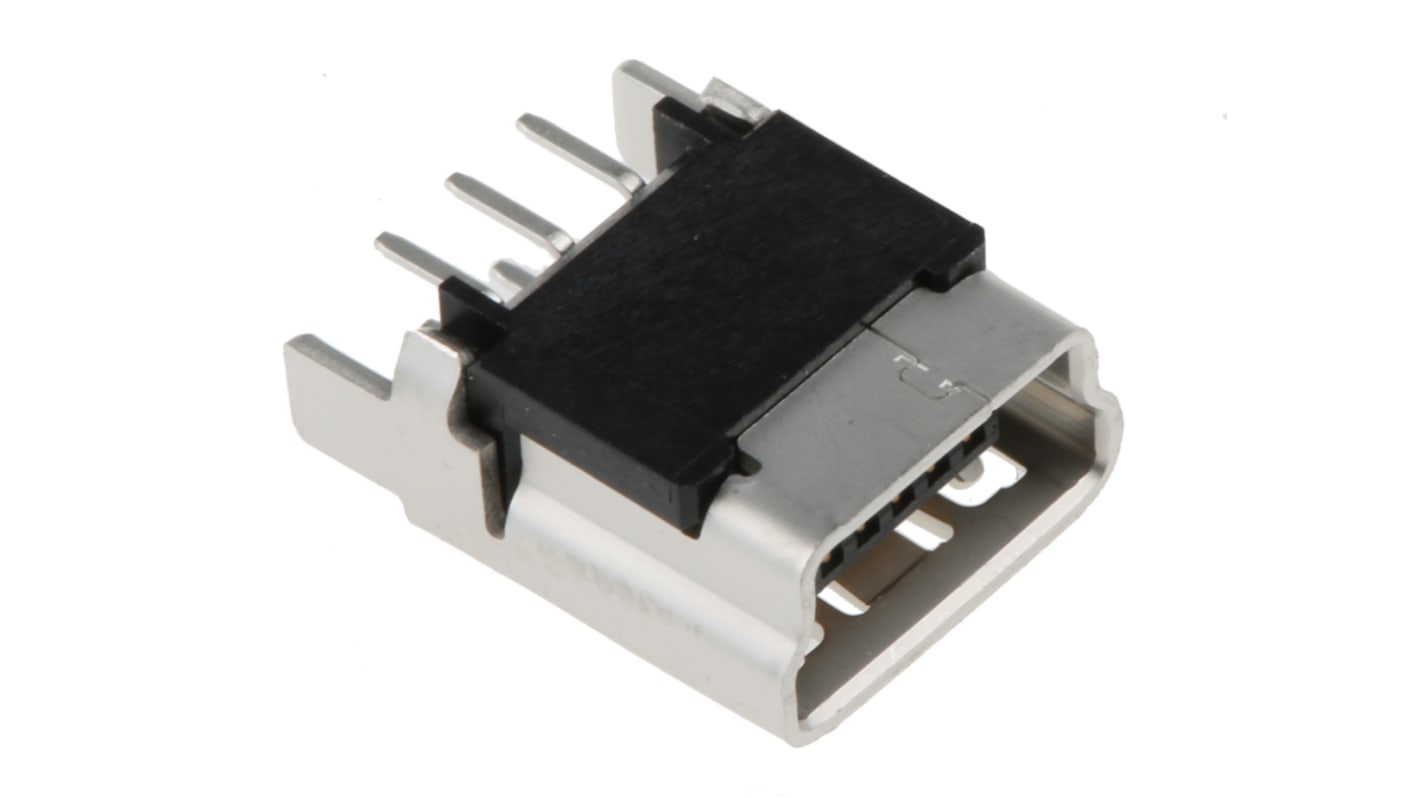 Conector USB Molex 500075-1517, Hembra, Recto, Montaje en orificio pasante, Versión 2.0, 30,0 V., 1.0A, On-The-Go 500075