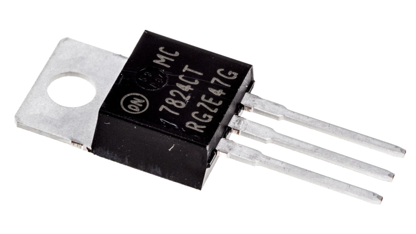 ON Semiconductor, 24 V Linear Voltage Regulator, 1A, 1-Channel, ±4% 3-Pin, TO-220 MC7824CTG