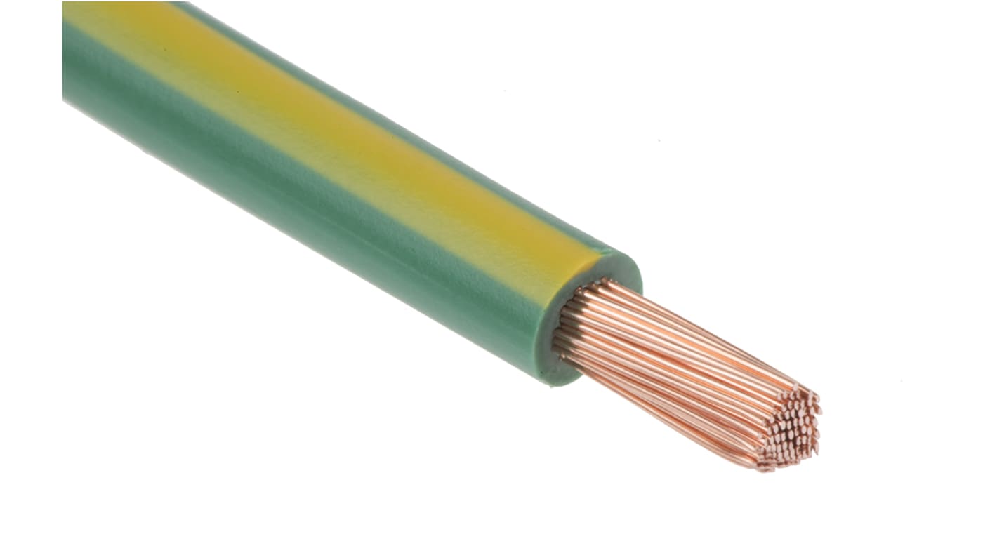 Fils de câblage RS PRO, 6 mm², Vert/Jaune, 9 AWG, 25m, 600 V