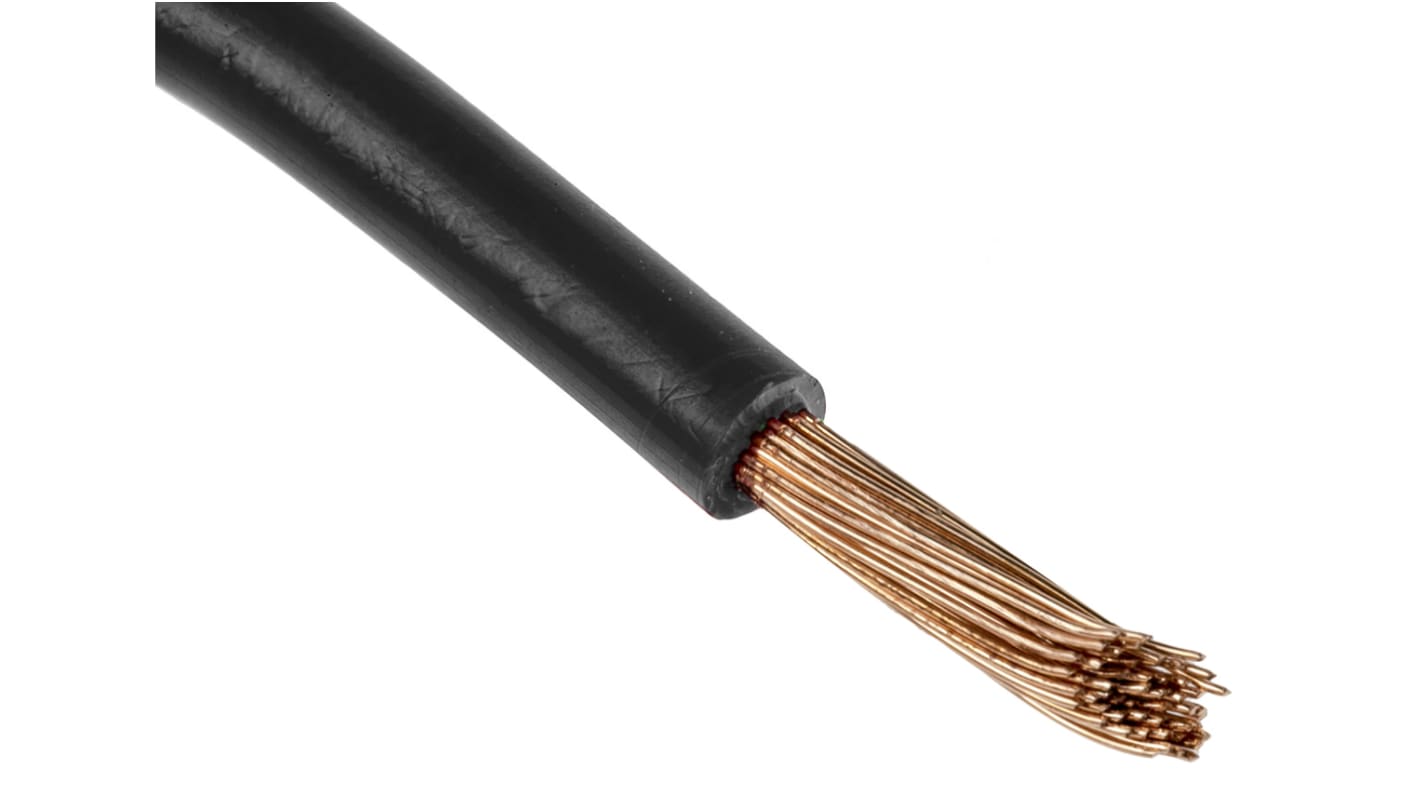 RS PRO Kapcsolóhuzal, keresztmetszet területe: 16 mm², részei: 126/0,4 mm, Fekete burkolat, 600 V, 25m, 5 AWG Vezérlés