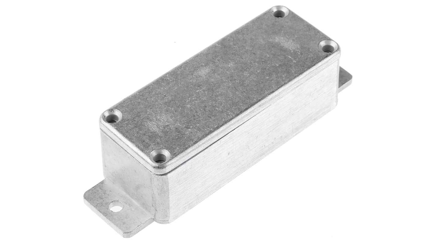 RS PRO Silver Die Cast Aluminium Enclosure, Flanged, Silver Lid, 113.9 x 35.1 x 30mm