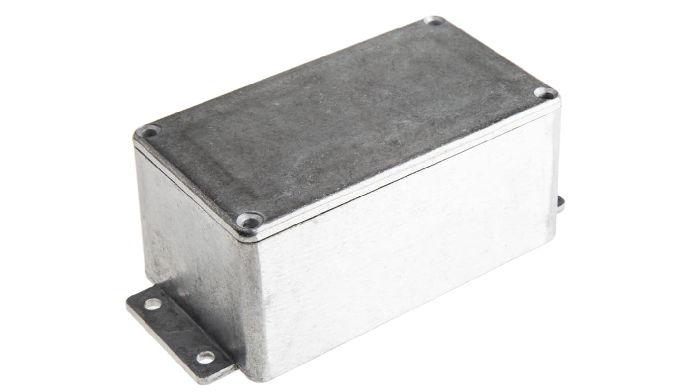 RS PRO Silver Die Cast Aluminium Enclosure, Flanged, Silver Lid, 139.6 x 63.8 x 55mm