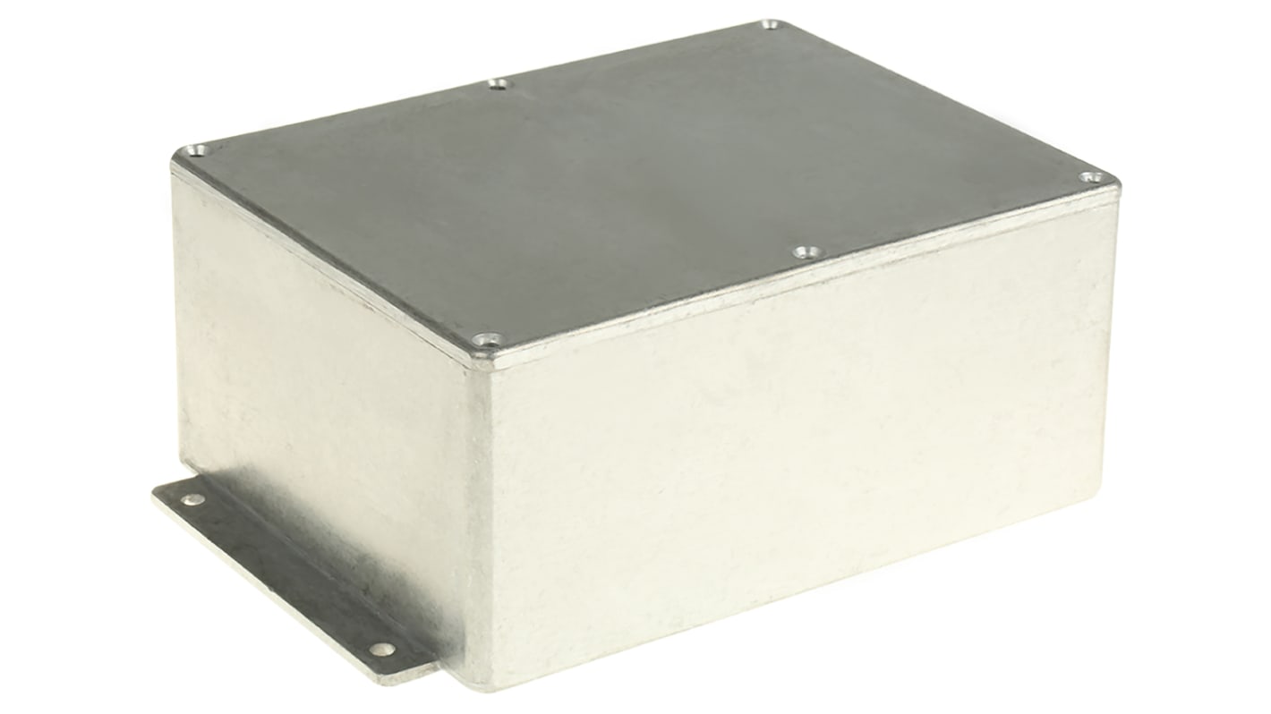 RS PRO Silver Die Cast Aluminium Enclosure, Flanged, Silver Lid, 194.8 x 127.4 x 76.3mm