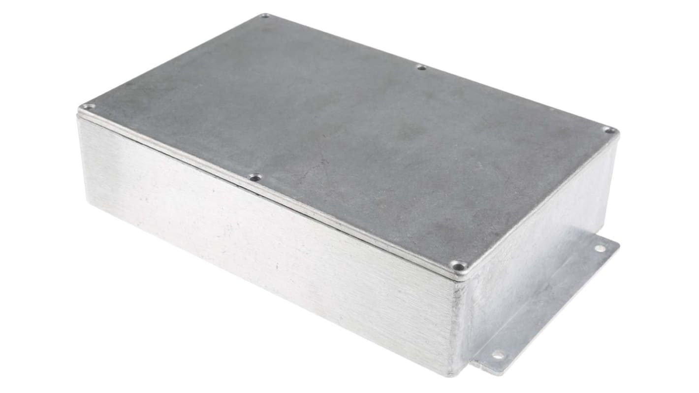 RS PRO Silver Die Cast Aluminium Enclosure, Flanged, Silver Lid, 252 x 146.1 x 55.5mm