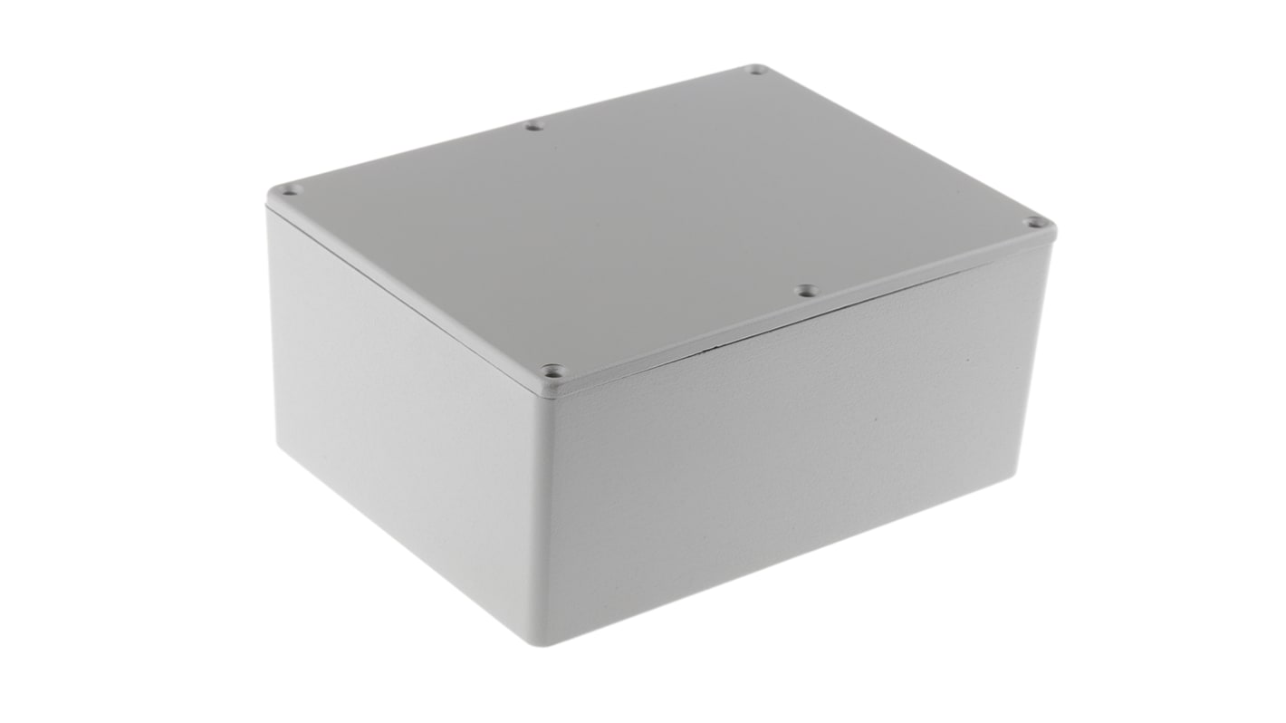 RS PRO Grey Die Cast Aluminium Enclosure, Grey Lid, 165.8 x 127.3 x 76.3mm