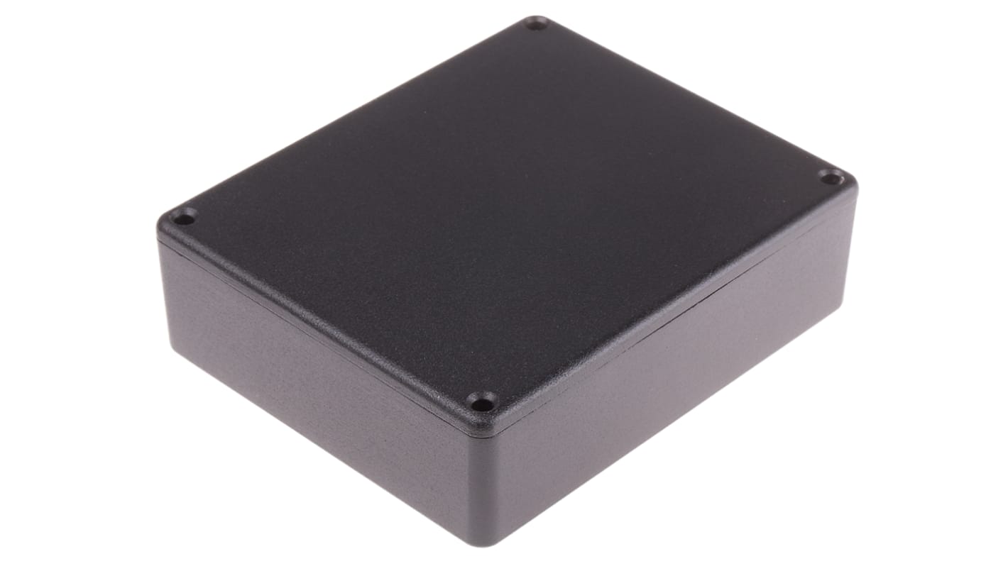 RS PRO Black Die Cast Aluminium Enclosure, Black Lid, 119.9 x 100 x 35.7mm