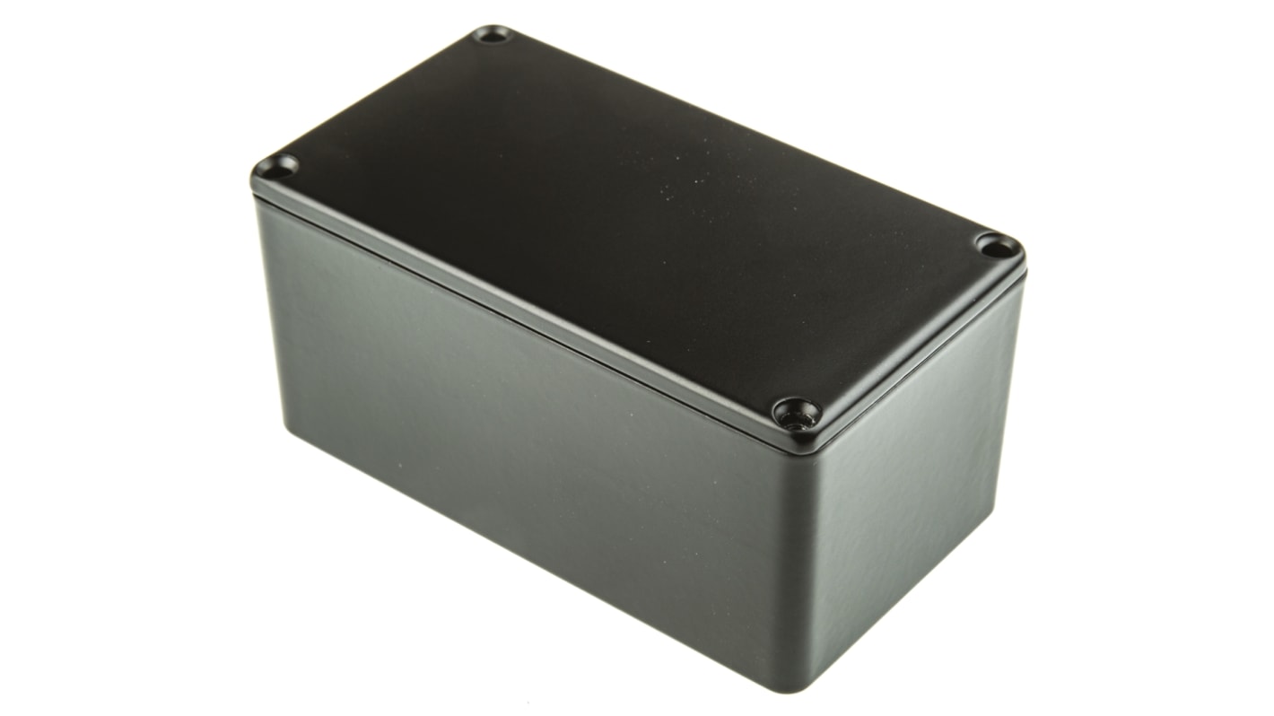 RS PRO Black Die Cast Aluminium Enclosure, Black Lid, 114.4 x 63.7 x 55.1mm