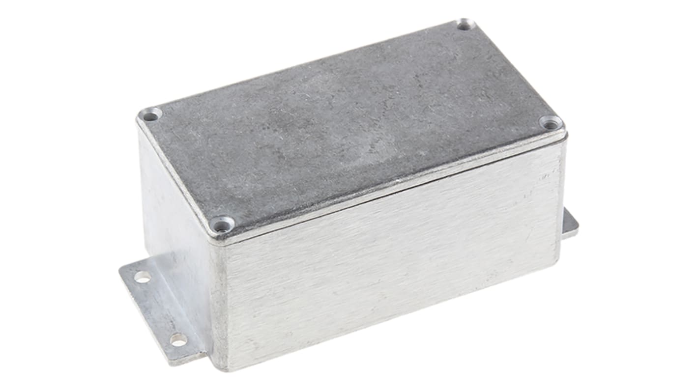 RS PRO Silver Die Cast Aluminium Enclosure, IP65, Flanged, Silver Lid, 139.6 x 63.8 x 55mm