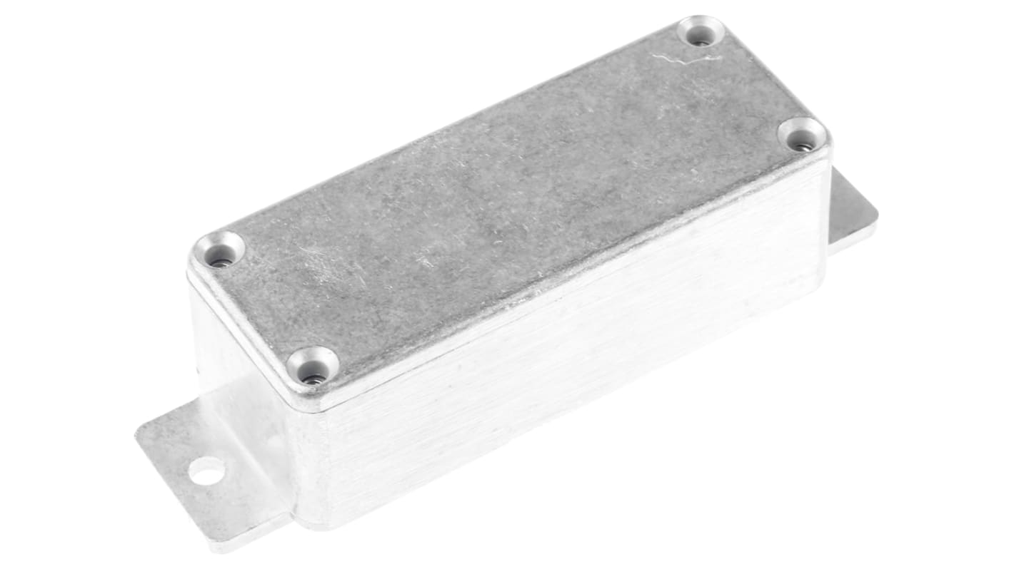 RS PRO Silver Die Cast Aluminium Enclosure, IP65, Flanged, Silver Lid, 113.9 x 35.1 x 30mm