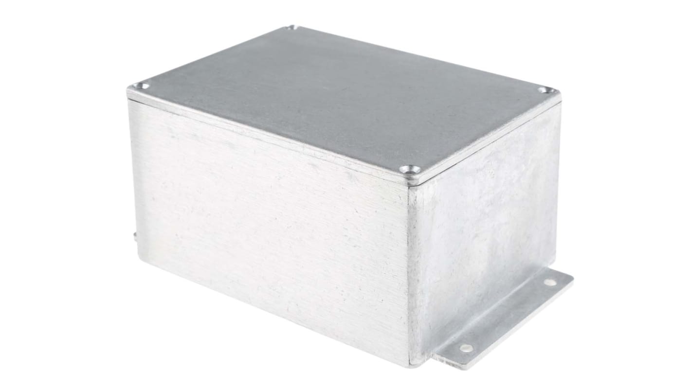 RS PRO Silver Die Cast Aluminium Enclosure, IP65, Flanged, Silver Lid, 140 x 102 x 77mm