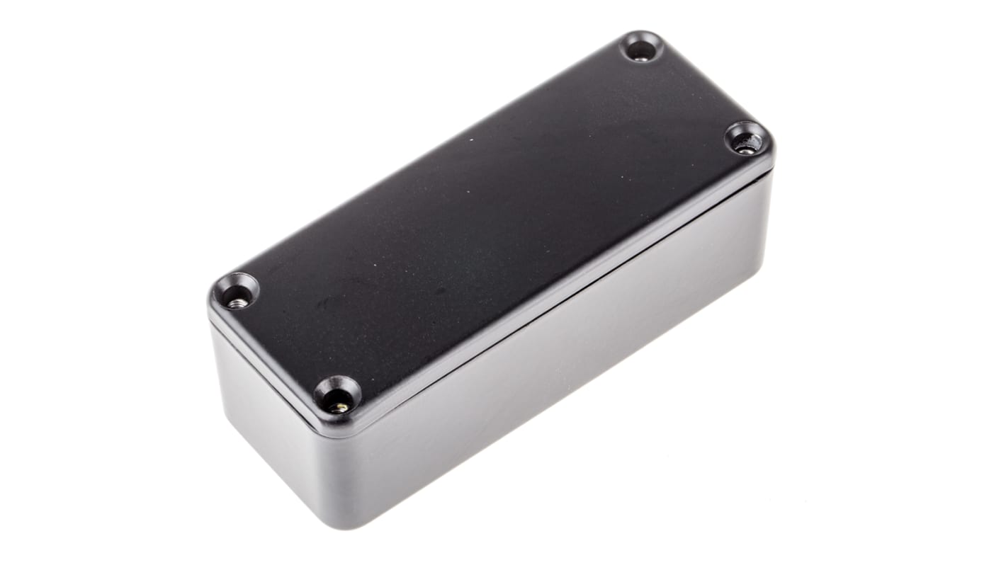 RS PRO Black Die Cast Aluminium Enclosure, IP66, Black Lid, 89.1 x 35 x 30.3mm