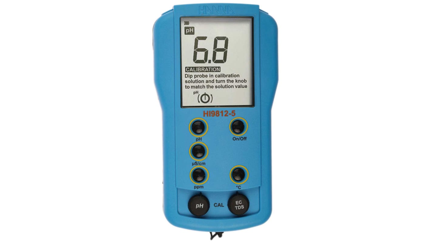 Hanna Instruments HI 9812-5 pH Meter, ±0.1pH Accuracy, 0.1pH Resolution, +14pH Max, +60 °C Max