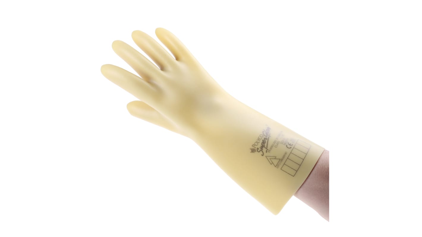 Polyco Healthline Electricians Gloves Yellow Latex Electrical Protection Electrical Insulating Gloves, Size 10, Large,