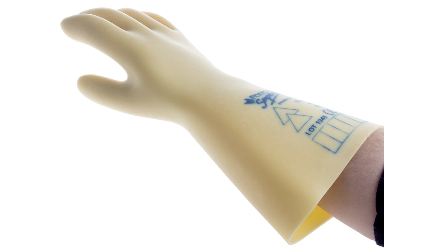 Polyco Healthline Electricians Gloves Yellow Latex Electrical Protection Electrical Insulating Gloves, Size 9, Latex