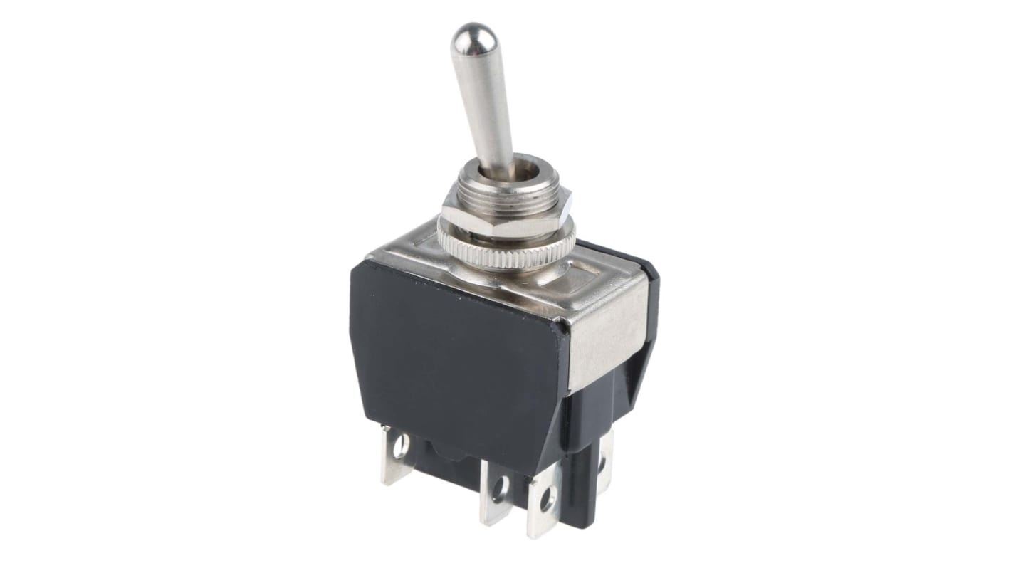 APEM Toggle Switch, Panel Mount, On-On, DPDT, Tab Terminal