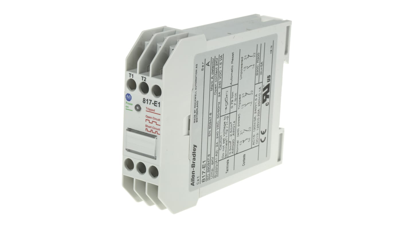 817E1 Allen Bradley Temperature Monitoring Relay, DPST, DIN Rail RS
