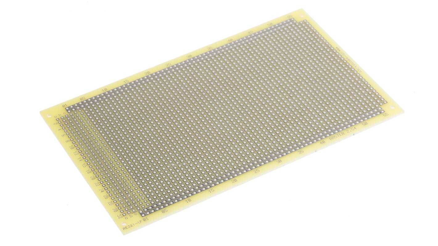 Placa de matriz RE321-LF, cara doble, DIN 41612 C, FR4, orificios: 36 x 55, diámetro 1mm, paso 2.54 x 2.54mm, 160 x 100