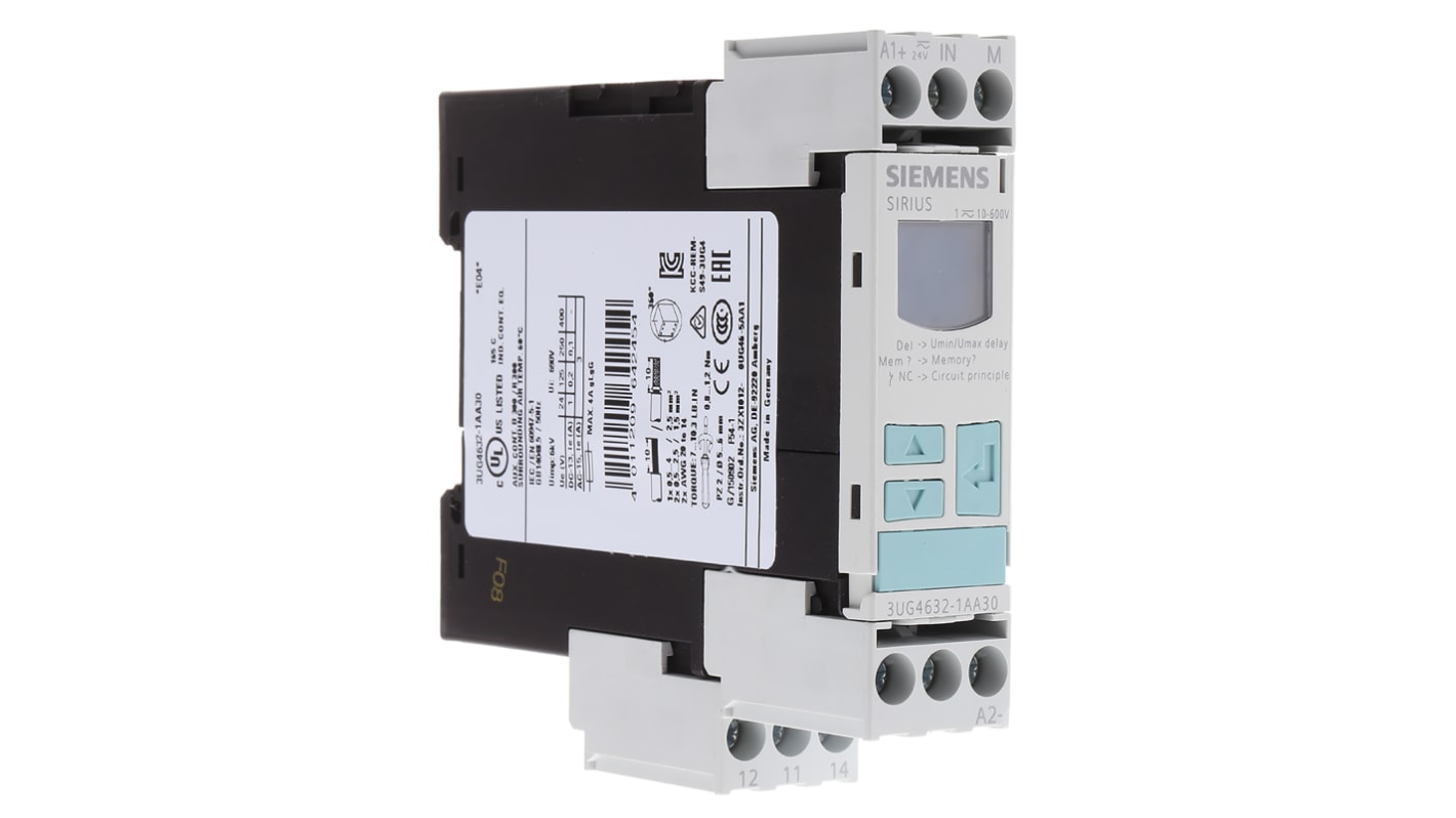 3UG46321AA30 Siemens Voltage Monitoring Relay, 1 Phase, SPDT, 10 →