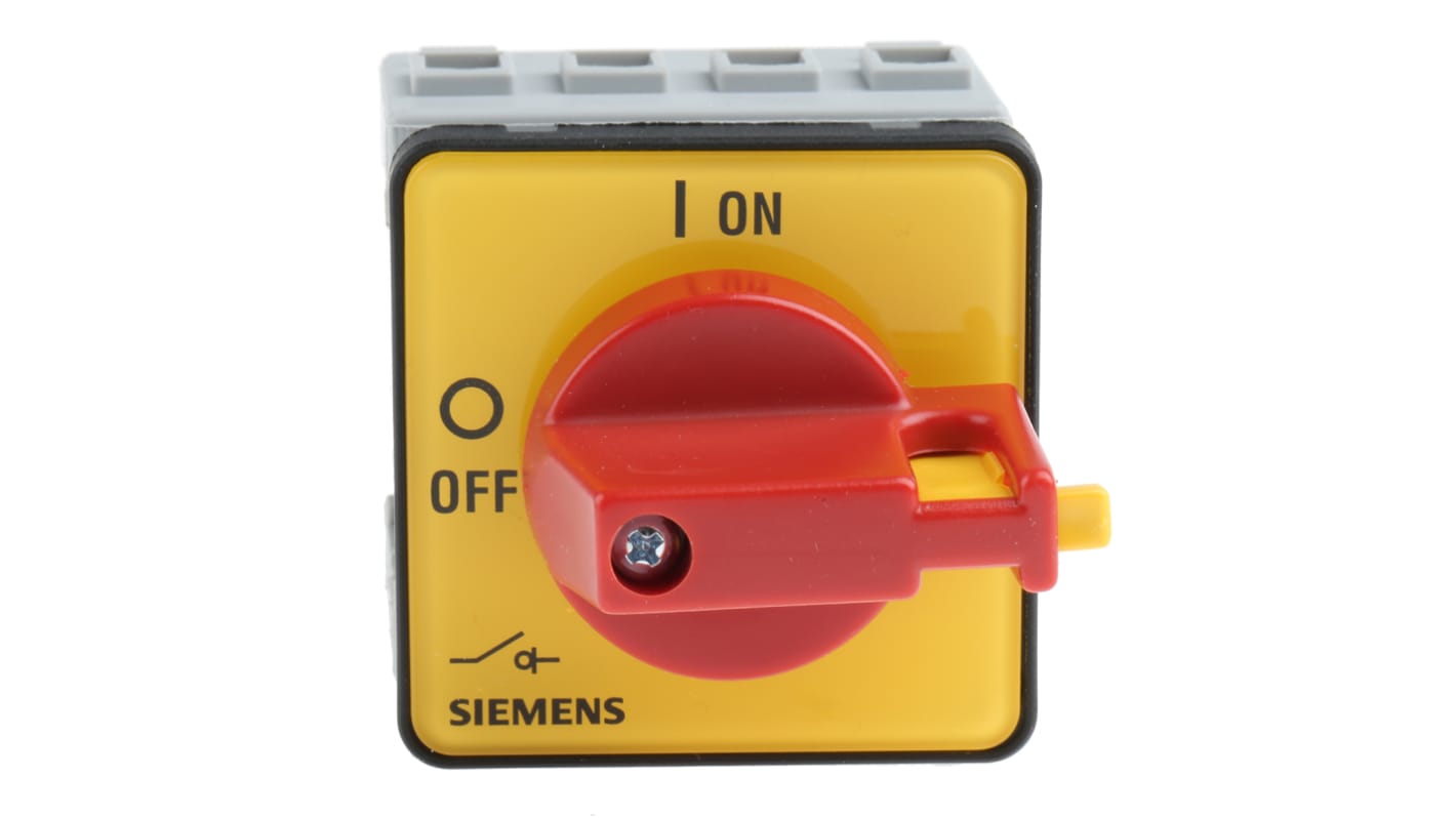 Siemens 3P+N Pole Panel Mount Isolator Switch - 16A Maximum Current, 7.5kW Power Rating, IP65