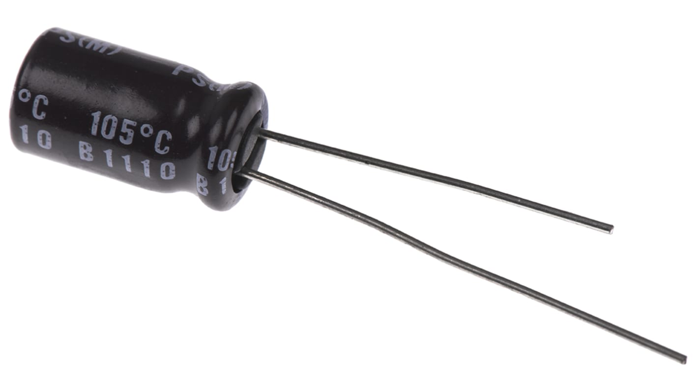 Condensador electrolítico Nichicon serie PS, 22μF, ±20%, 63V dc, mont. pasante, 6.3 (Dia.) x 11mm, paso 2.5mm