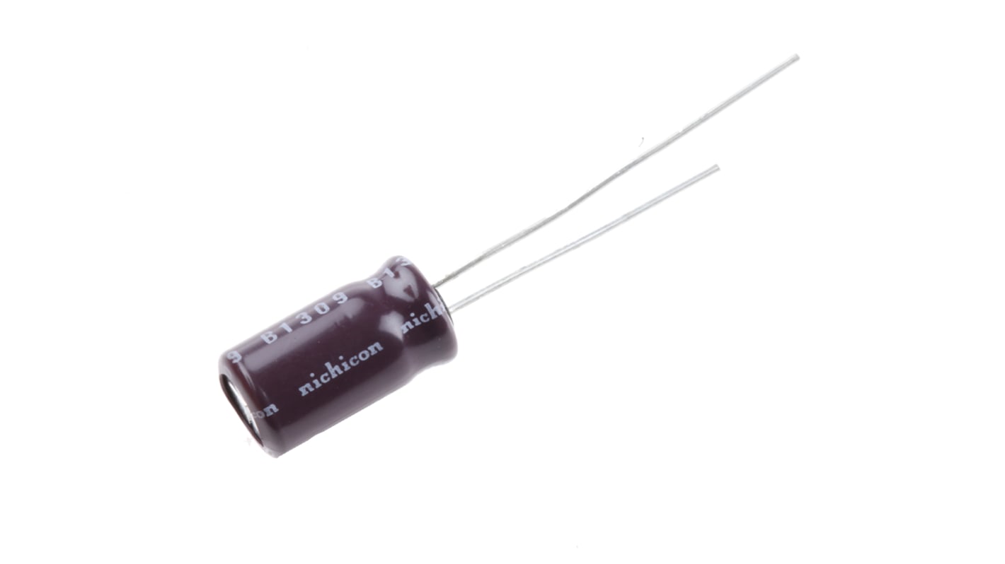 Nichicon PS, THT Elektrolyt Kondensator 10μF ±20% / 100V dc, Ø 6.3mm x 11mm, bis 105°C