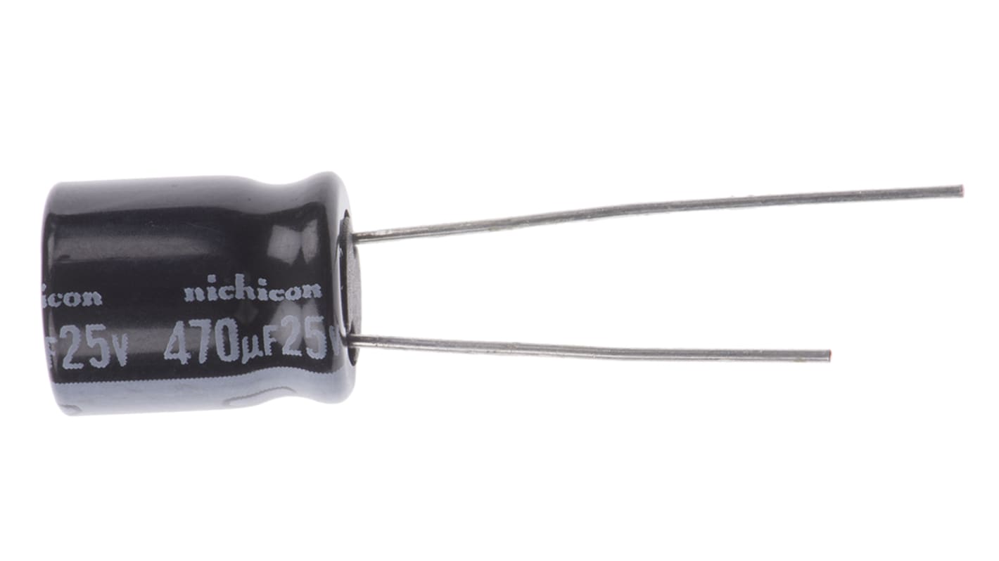 Nichicon VR, THT Aluminium-Elektrolyt Kondensator 470μF ±20% / 25V dc, Ø 10mm x 12.5mm, +85°C