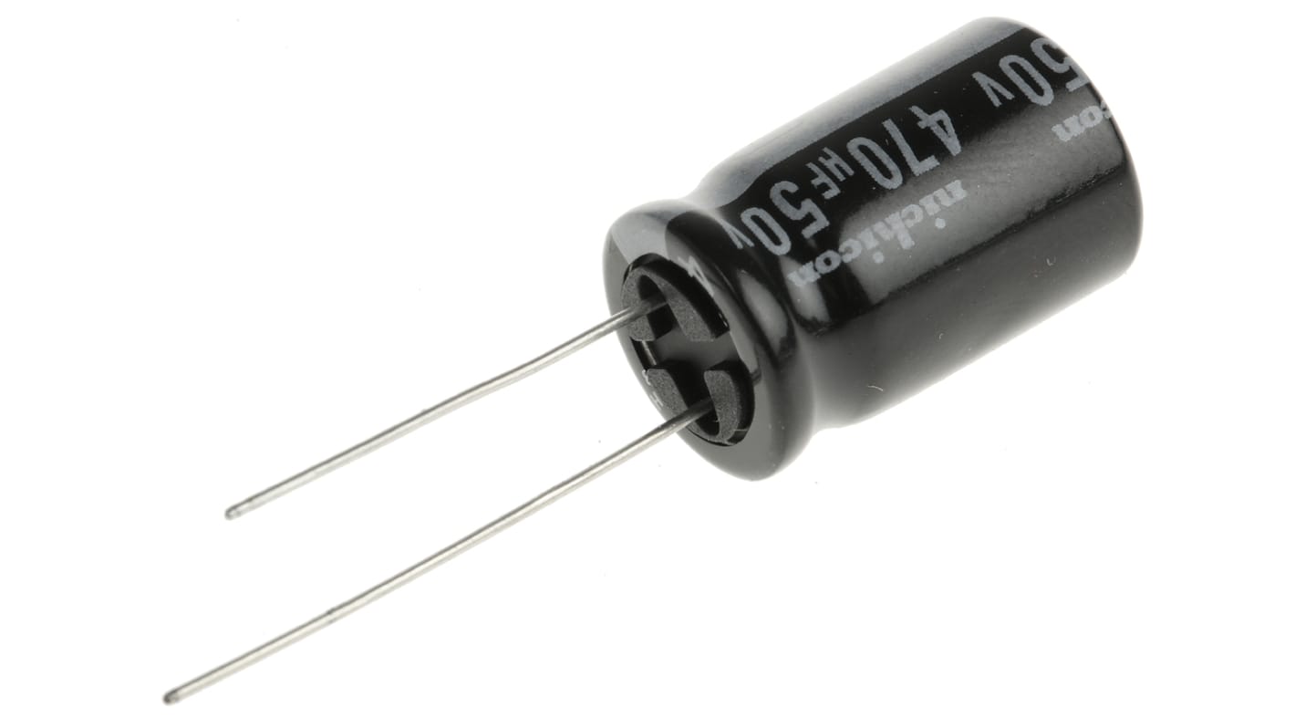 Nichicon 470μF Aluminium Electrolytic Capacitor 50V dc, Radial, Through Hole - UVR1H471MHD